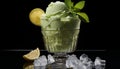 Refreshing summer dessert Frozen citrus sorbet with mint leaf garnish generated by AI