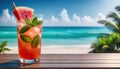 Refreshing summer drink by the beach Royalty Free Stock Photo