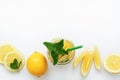 Refreshing summer drink. Ingredients for making lemonade. Top view. Royalty Free Stock Photo