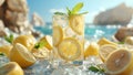 Refreshing summer drink with lemons and ice Royalty Free Stock Photo