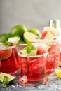 Watermelon margarita with limes