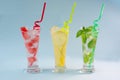 Refreshing summer drinks. Fresh drinks with ice. Royalty Free Stock Photo