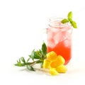 Refreshing summer drinks in jar Royalty Free Stock Photo