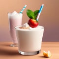 Refreshing Summer Fruity Smoothie Drinks. Fruit Juice. Generative AI. AI