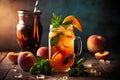 Refreshing summer iced tea with peaches and mint.