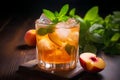 Refreshing Summer Peach Cocktail Infused with Mint Royalty Free Stock Photo