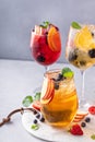 Refreshing summer sangria with berries and fruits with red and white wine Royalty Free Stock Photo