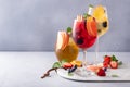 Refreshing summer sangria with berries and fruits with red and white wine Royalty Free Stock Photo