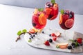 Refreshing summer sangria with berries and fruits with red wine Royalty Free Stock Photo