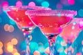 Refreshing summer watermelon cocktails. Glasses rimmed with sugar filled with a pink watermelon drink. Generative AI Royalty Free Stock Photo