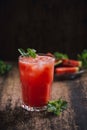 Refreshing summer watermelon juice in glasses with slices of watermelon Royalty Free Stock Photo