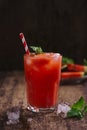 Refreshing summer watermelon juice in glasses with slices of watermelon Royalty Free Stock Photo