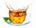 Refreshing Tea Splash with Lemon and Jasmine Blossom Royalty Free Stock Photo