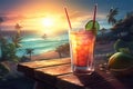 refreshing and thirst-quenching tropical summer cocktail, featuring bright and bold colors Royalty Free Stock Photo