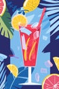 Refreshing Tropical Citrus Iced Drink Illustration