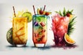 Refreshing Tropical Drinks and Cocktails. AI