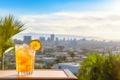 Refreshing tropical smoothie in glass with lime. Generative AI