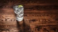 Refreshing Vodka Tonic On Wooden Table - Top View