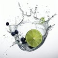 Refreshing Water Splash With Lemon, Lime, And Blueberry