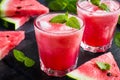 Refreshing watermelon cocktail with ice and mint Royalty Free Stock Photo