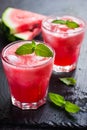 Refreshing watermelon cocktail with ice and mint Royalty Free Stock Photo