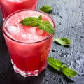 Refreshing watermelon cocktail with ice and mint Royalty Free Stock Photo