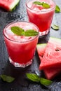 Refreshing watermelon cocktail with ice and mint Royalty Free Stock Photo