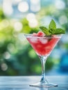 Refreshing watermelon cocktail with mint garnish in stylish glass for summer drinks Royalty Free Stock Photo
