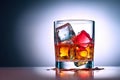 Refreshing Whisky Chill Colorful Ice Cubes in Glass for a Cool Sensation. created with Generative AI