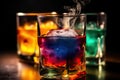 Refreshing Whisky Chill Colorful Ice Cubes in Glass for a Cool Sensation. created with Generative AI