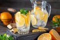 Refreshment drink lemonade. Traditional Summer drink with lemon mint and ice Royalty Free Stock Photo