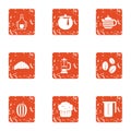 Refreshment icons set, grunge style