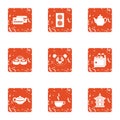 Refreshment icons set, grunge style