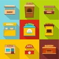 Refreshment room icons set, flat style