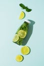 Refreshment water with lime, lemon and mint