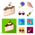 Refreshments and other accessories at the party.Party and partits set collection icons in cartoon,flat style vector