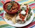 Refried Beans and Burrito Plate