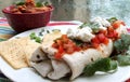 Refried Beans and Burrito Plate