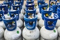 Refrigerant gas cylinders under pressure ready to transport