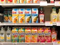 Refrigerated Juices for Sale at a Grocery Store Royalty Free Stock Photo