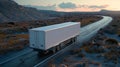 a refrigerated trailer in motion, designed with meticulous attention to detail, as it commands the road with remarkable