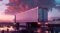 a refrigerated trailer in motion, designed with meticulous attention to detail, as it commands the road with remarkable