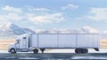 a refrigerated trailer in motion, designed with meticulous attention to detail, as it commands the road with remarkable