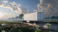 a refrigerated trailer in motion, designed with meticulous attention to detail, as it commands the road with remarkable