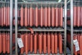 Refrigerated warehouse for storing meat and sausage products Royalty Free Stock Photo