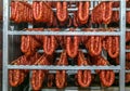 Refrigerated warehouse for storing meat and sausage products Royalty Free Stock Photo