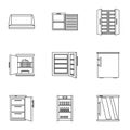 Refrigerating chamber icons set, outline style Royalty Free Stock Photo