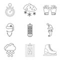Refrigeration icons set, outline style