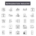 Refrigeration industry line icons, signs, vector set, outline illustration concept