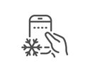 Refrigerator app line icon. Fridge mobile application sign. Vector